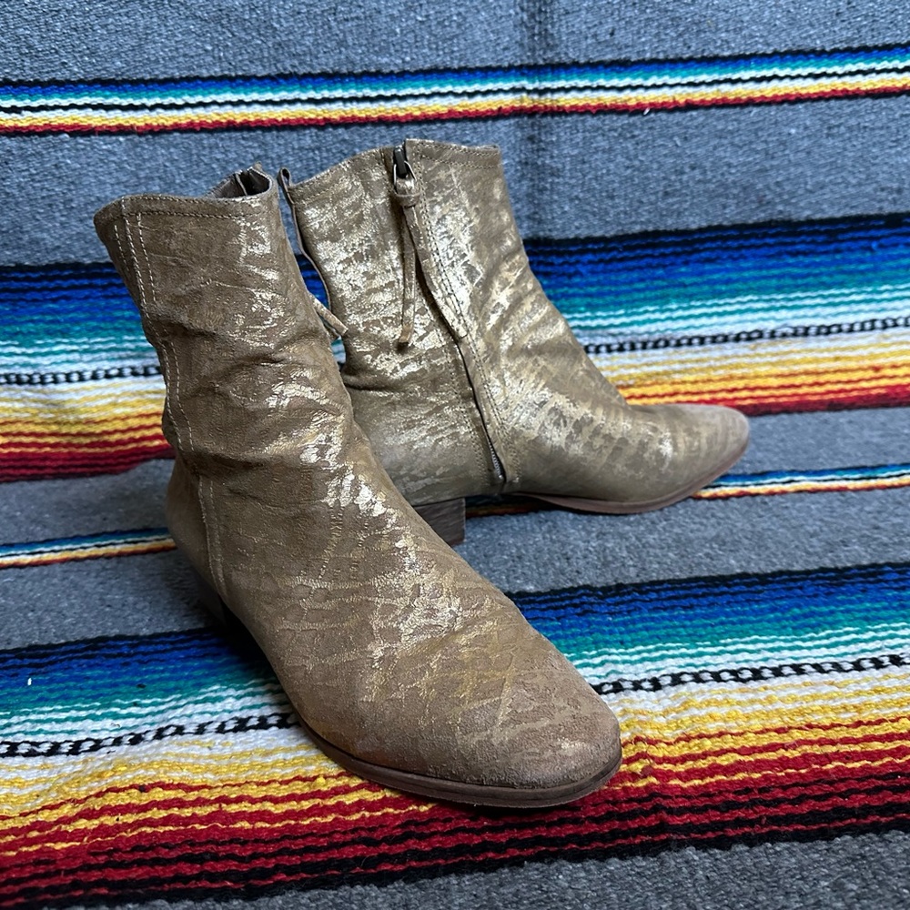 Free People London Calling Ankle Boot - Gold - Sz: 38